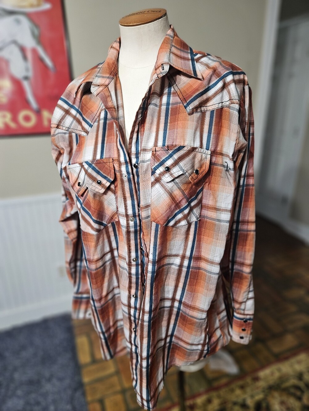Plains Western Wear Pearl Snap Shirt Large